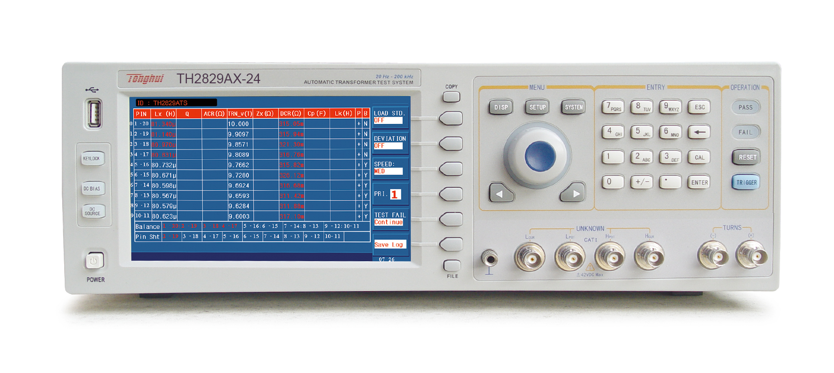同惠TH2829AX-24 自動變壓器測試系統